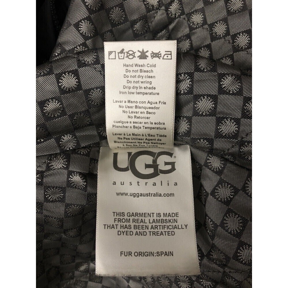 UGG Lambskin 80/20 Duck Down Belted Hooded Mid Length Puffer Coat Woman Size M - Picture 12 of 16